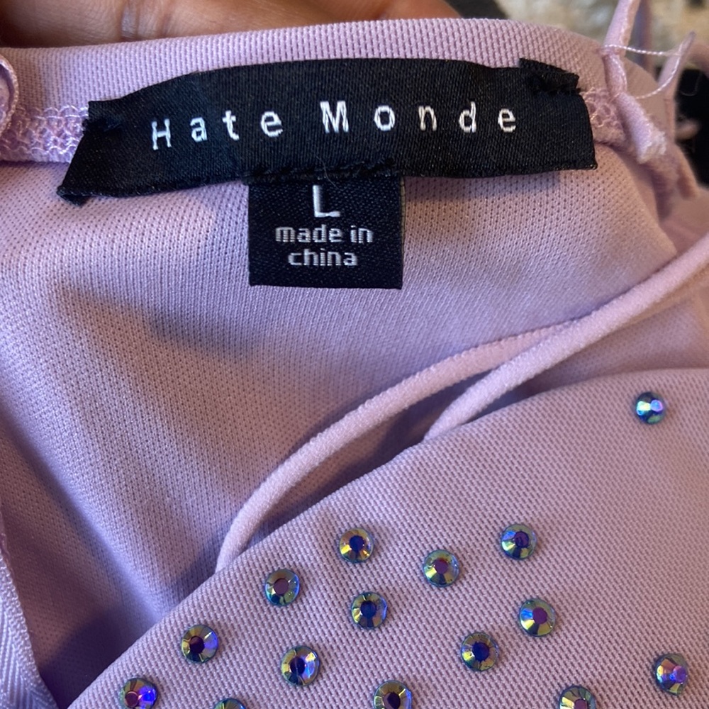 Lavender Rhinestone Mesh Dress - Picture 4 of 4